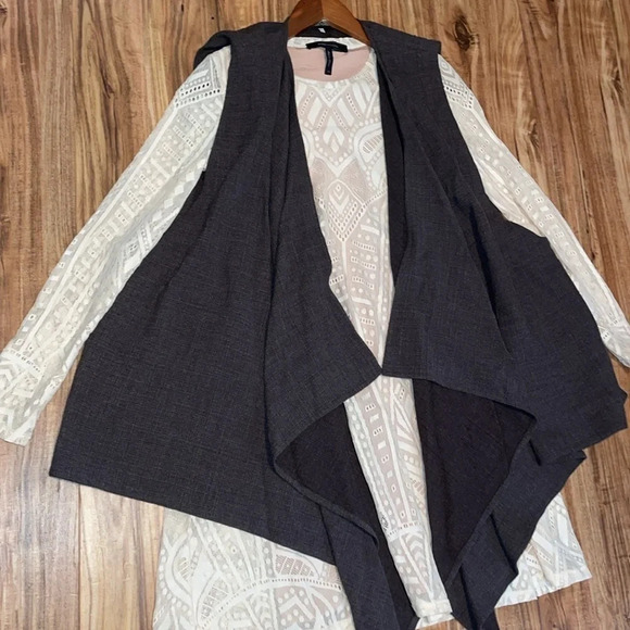 Eskandar women’s medium vest fly away wool solid basic neutral grey green - Picture 2 of 8